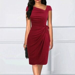 Red asymmetrical dress